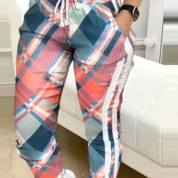 Colorful Plad Women’s Joggers - Picture 1 of 4